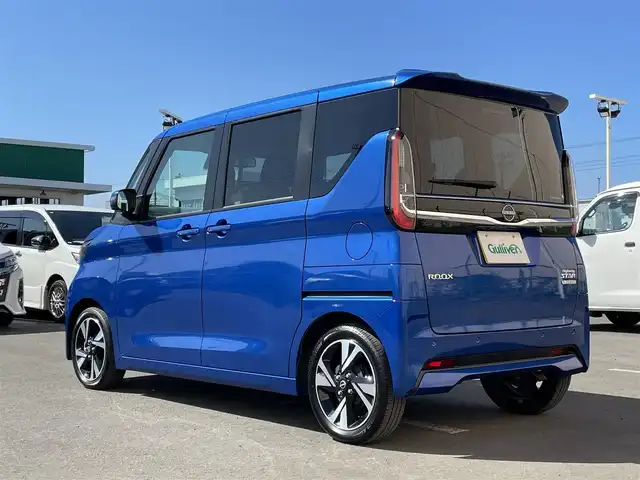 日産 ルークス HWS Gターボ プロパイロットED 東京都 2024(令6)年 0.5万km オーシャンブルーP 純正９型ナビ/プロパイロット/ドライブレコーダー/全周囲カメラ/両側パワースライドドア/レザーシート/エマージェンシーブレーキ/車線逸脱警報システム/アイドリングストップ/スマートキー/ＥＴＣ