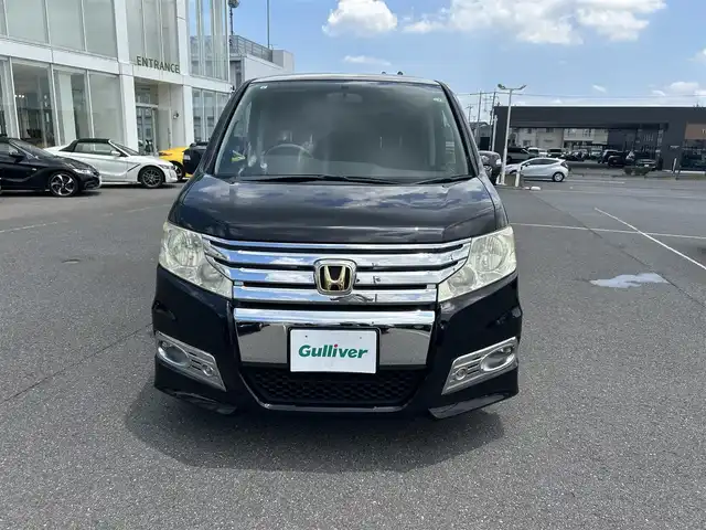 ホンダ ステップワゴン スパーダ S 高知県 2011(平23)年 10.5万km プレミアムブラキッシュパール スマートキー/ビルトインETC/7インチ純正ナビ/ワンセグテレビ/Bluetooth/シートカバ‐/社外AW/ディスチャージヘッドライト
