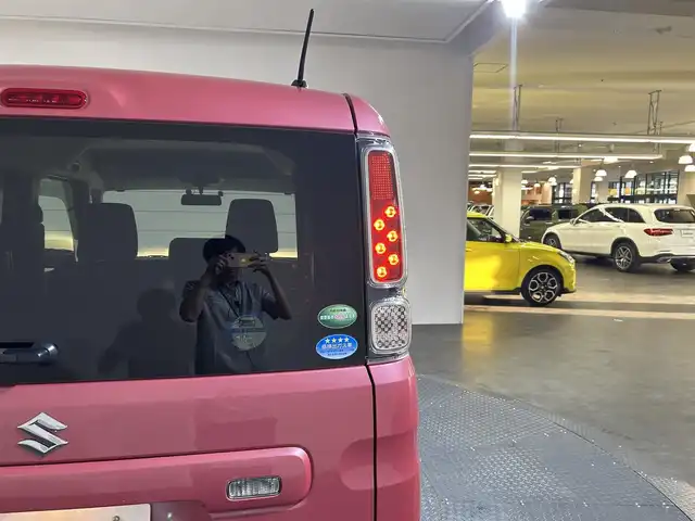 スズキ スペーシア HYBRID G 愛媛県 2018(平30)年 5.7万km チアフルピンクM 社外SDナビ/(AM/FM/CD/DVD/Bluetooth/フルセグ)/バックカメラ/ETC/両側スライドドア/前方ドライブレコーダー/オートライト/プッシュスタート/ドアバイザー/ヘッドライトレベライザー/パワーモードスイッチ/保証書/取扱説明書