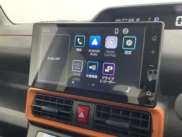 ダイハツ タント ファンクロス 埼玉県 2023(令5)年 0.6万km サンドベージュメタリック 9インチディスプレイオーディオ/(Bluetooth/USB/HDMI/AppleCarPlay/AndroidAuto/フルセグ）/全方位カメラ/両側パワースライドドア/ドライブレコーダー/衝突被害軽減ブレーキ/シートヒーター/アイドリングストップ/オートブレーキホールド/ビルトインETC2.0/コーナーセンサー/純正14インチアルミホイール