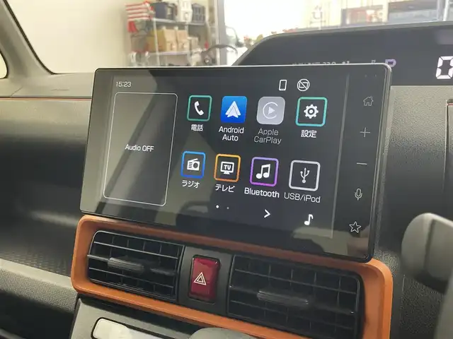 ダイハツ タント ファンクロス 埼玉県 2023(令5)年 0.6万km サンドベージュメタリック 9インチディスプレイオーディオ/(Bluetooth/USB/HDMI/AppleCarPlay/AndroidAuto/フルセグ）/全方位カメラ/両側パワースライドドア/ドライブレコーダー/衝突被害軽減ブレーキ/シートヒーター/アイドリングストップ/オートブレーキホールド/ビルトインETC2.0/コーナーセンサー/純正14インチアルミホイール