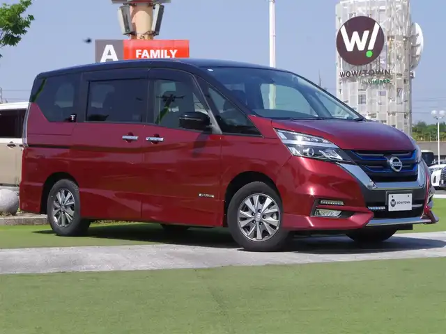 日産 セレナ e－パワー ハイウェイスター V 千葉県 2018(平30)年 6.2万km マルーンレッド 2トーン エマージェンシーブレーキ/プロパイロット/インテリジェントクルーズコントロール/インテリジェントルームミラー/ハンズフリー両側パワースライドドア/純正SDナビ/地デジTV/【BD/DVD/CD再生機能　Bluetooth接続】/アラウンドビューモニター/社外レーダー/革巻きステアリング/ステアリングヒーター/ステアリングスイッチ/ETC/LEDヘッドライト/ウインカーミラー/コーナーセンサー/純正15インチアルミホイル/サイド/カーテンエアバッグ/インテリジェントキー