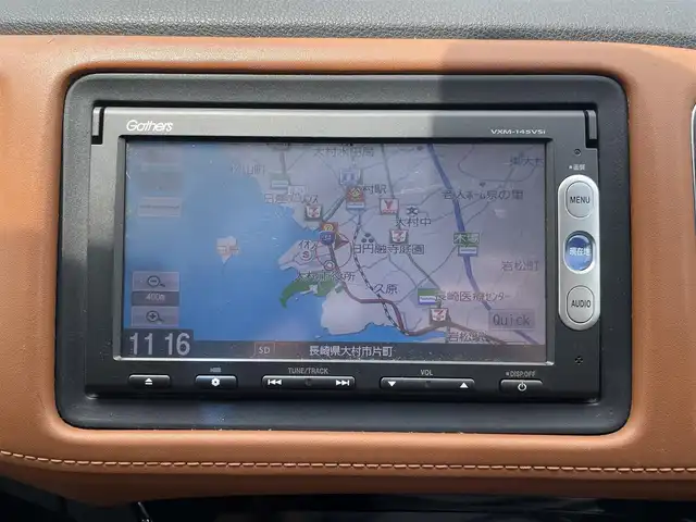 ホンダ ヴェゼル ハイブリッド Z 長崎県 2014(平26)年 12.4万km ミスティックグリーンパール ワンオーナー/純正メモリナビ/（ワンセグ・DVD・BT・CD・SD)/ハーフレザーシート/シートヒーター/パドルシフト/クルーズコントロール/オートライト/HID/ETC/横滑り防止/バックカメラ/スマートキー/スペアキー