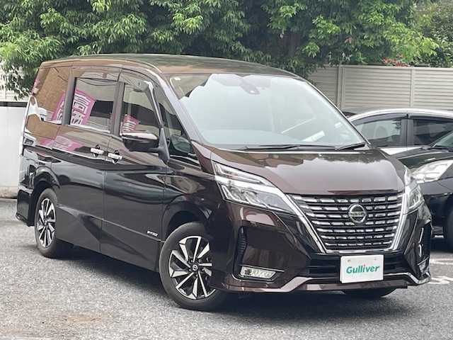 日産 セレナ ハイウェイスター V 東京都 2020(令2)年 1.4万km インペリアルアンバーP 登録時走行14055km/全方位運転支援システム/・インテリジェントエマージェンシーブレーキ/・標識検知機能/・踏み間違い衝突防止アシスト/・車線逸脱防止支援システム/・車線逸脱警報/・後側方衝突防止支援システム/・後側方車両検知警報/・後退時車両検知警報/・前方衝突予測警報/セーフティパックA/・カーテン/サイドSRS/・インテリジェントアラウンドビューモニター/・インテリジェントルームミラー/・ふらつき警報/・ヒーター付ドアミラー/プロパイロット/クルーズコントロール/純正メモリーナビ・フルセグTV/純正フリップダウンモニター/アダプティブLEDライト/ハンズフリー両側パワースライドドア/ビルトインETC/ドライブレコーダー/2列目/3列目パーソナルテーブル/2列目/3列目USB電源ソケット/R3.4.6年記録簿/保証書・取説/スペアキー