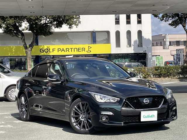 日産 スカイライン 400R 熊本県 2024(令6)年 0.8万km 黒 ワンオーナー/革シート/衝突軽減ブレーキ/純正ナビ/BOSEサウンド/アラウンドビューモニター/ビルトインETC/純正19インチAW/前後純正キャリパー/レーダークルーズ/パドルシフト/前席パワーシート・右前席シートメモリー/前席シートヒーター/LEDヘッドライト/オートライト/フォグライト/コーナーセンサー/横滑り防止装置/ウィンカーミラー/純正フロアマット/ドアバイザー/新車保証書/取扱説明書/カラー番号：DAP：ミッドナイトパープル