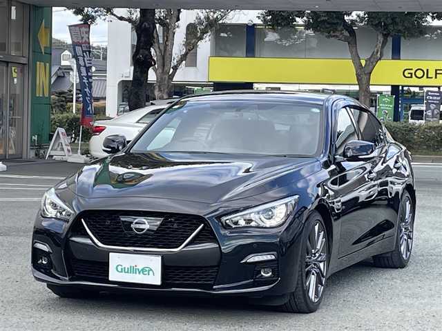 日産 スカイライン 400R 熊本県 2024(令6)年 0.8万km 黒 ワンオーナー/革シート/衝突軽減ブレーキ/純正ナビ/BOSEサウンド/アラウンドビューモニター/ビルトインETC/純正19インチAW/前後純正キャリパー/レーダークルーズ/パドルシフト/前席パワーシート・右前席シートメモリー/前席シートヒーター/LEDヘッドライト/オートライト/フォグライト/コーナーセンサー/横滑り防止装置/ウィンカーミラー/純正フロアマット/ドアバイザー/新車保証書/取扱説明書/カラー番号：DAP：ミッドナイトパープル