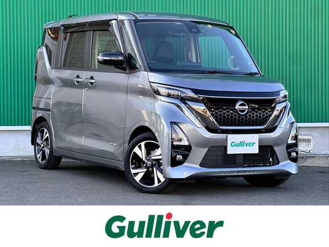 日産 ルークス HWS Gターボ アーバンクロム プロパイロットED 宮城県 2023(令5)年 1万km チタニウムグレーメタリック 快適パック/＝＝＝/エマージェンシーブレーキ/車線逸脱警報/車線逸脱防止支援/オートハイビーム/先行車発進お知らせ/コーナーセンサー/純正9インチナビ（MM222D-L）/・Bluetooth/・フルセグTV/アラウンドモニター/純正ドライブレコーダー/合皮シート/シートヒーター/革巻きステアリング/ステアリングスイッチ/電動パーキングブレーキ/ブレーキホールド/LEDヘッドランプ/フォグランプ/オートライト/スマートキー＆プッシュスタート/電動格納ミラー/純正15インチAW/純正フロアマット/純正ドアバイザー/W/サイド/カーテンエアバッグ