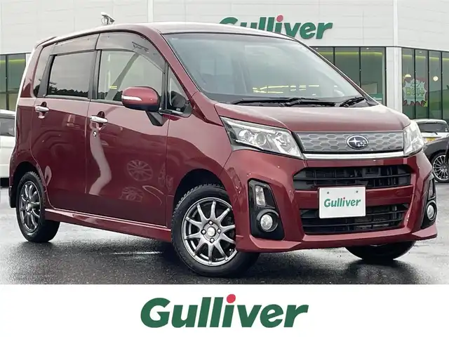 スバル ステラ カスタム RS スマートアシスト 島根県 2014(平26)年 11.4万km ファイアークォーツレッドM 4WD/ターボ/社外ナビ/CD/DVD/DTV/Bluetooth/MOMOステアリング/LEDオートライト/AW付きサマータイヤ積込/スマートキー/プッシュスタート /純正フロアマット/純正ドアバイザー/スマートキー/プッシュスタート
