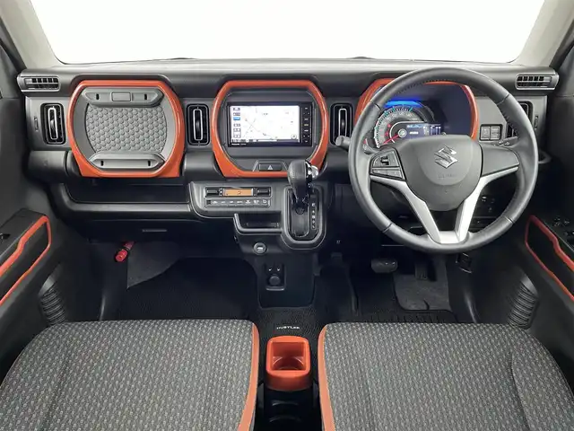 スズキ ハスラー HYBRID X 埼玉県 2020(令2)年 3万km バーミリオンオレンジ/ガンメタリック2トーン SDナビ/（フルセグTV・Bluetooth・CD・DVD）/車外カメラ/（前・横・後ろ・全方位）/前方ドライブレコーダー/ETC/前席シートヒーター/LEDライト/オートライト/衝突軽減ブレーキ/横滑り防止装置/スマートキー