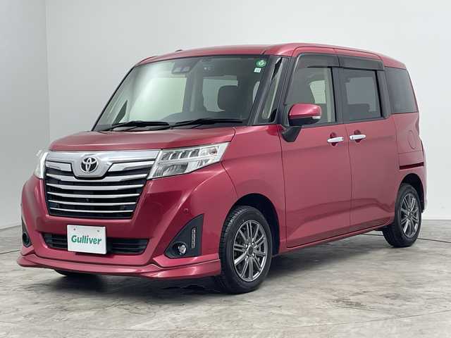 トヨタ ルーミー カスタムG 三重県 2018(平30)年 4.4万km マゼンタベリーマイカM /禁煙車　//純正ＳＤナビ　//パノラミックビューモニター　//オートAC//革巻きステアリング//ステアリングスイッチ//クルーズコントロール//両側パワースライドドア　//衝突軽減ブレーキ　//レーンキープアシスト　//オートハイビーム　//LED//フォグ//純正ＡＷ付スタッドレス積載　//前後コーナーセンサー　//ＤＮシートヒーター//社外前後ドライブレコーダー//純正ビルトインETC