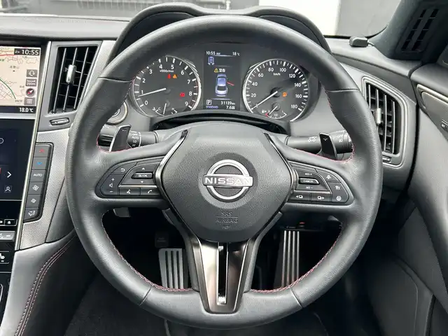 日産 スカイライン 400R 神奈川県 2023(令5)年 3.2万km ブリリアントホワイトパール 400R専用エクステリア/対向レッドキャリパー/純正HDDナビ/Apple Carplay/フルセグTV/全周囲カメラ/黒革シート/前席パワーシート/前席シートヒーター/ACC/エマージェンシーブレーキ/BSM/LKA/Nissan Connect/ETC2.0/パドルシフト/前方ドライブレコーダー