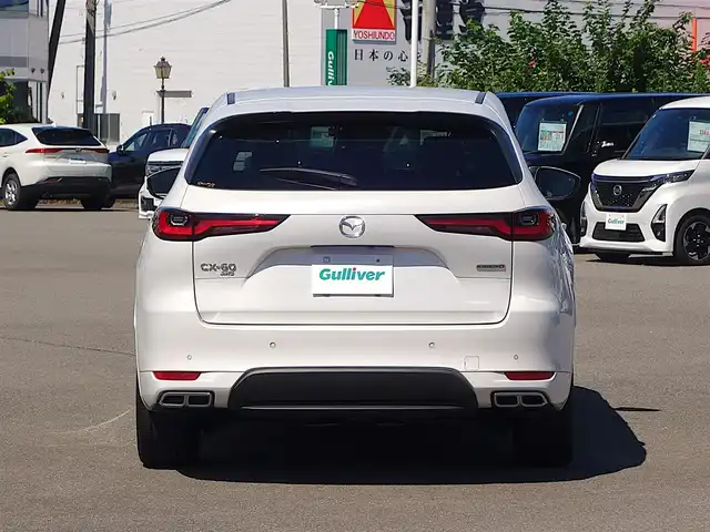 マツダ ＣＸ－６０ XD HV エクスクルーシブモダン 山形県 2023(令5)年 3.8万km ロジウムホワイトプレミアムメタリック 4WD/衝突被害軽減システム/純正SDナビ/　　【BT フルセグ USB】/全周囲カメラ/電動リアゲート/レーダークルーズコントロール/LEDオートライト/レザーシート/パワーシート/シートエアコン/シートヒーター/ドライブレコーダー/コーナーセンサー/アイドリングストップ/ステアリングスイッチ/MTモード付AT/ターボ/電動格納ウィンカーミラー/純正フロアマット積込/スマートキー/ETC