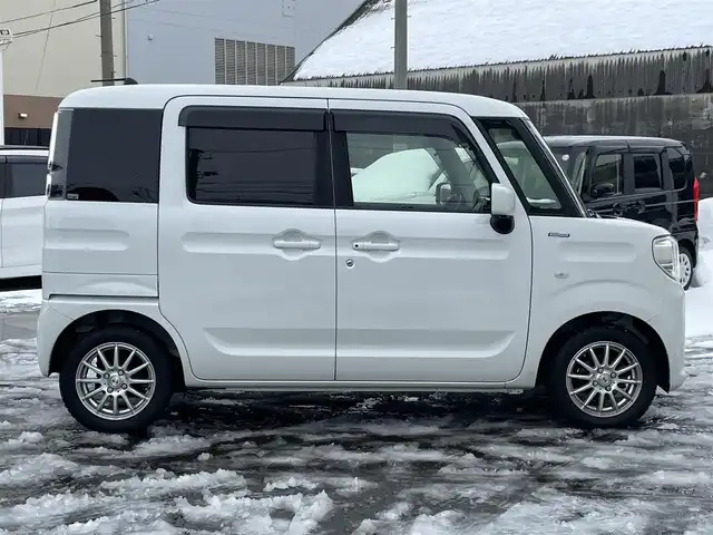 スズキ スペーシア HYBRID G 山形県 2019(令1)年 4.6万km ピュアホワイトP ワンオーナー/禁煙車/スペアキー1本/4WD/運転席ヒートシーター/USB/パワーステアリング/パワーウインドウ/メーカー純正ナビ/ワンセグテレビ/メモリナビ/ETC/スズキセーフティーサポート/横滑り防止システム/レーンアシスト/純正フロアマット