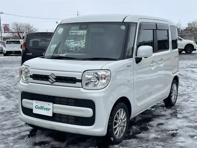 スズキ スペーシア HYBRID G 山形県 2019(令1)年 4.6万km ピュアホワイトP ワンオーナー/禁煙車/スペアキー1本/4WD/運転席ヒートシーター/USB/パワーステアリング/パワーウインドウ/メーカー純正ナビ/ワンセグテレビ/メモリナビ/ETC/スズキセーフティーサポート/横滑り防止システム/レーンアシスト/純正フロアマット