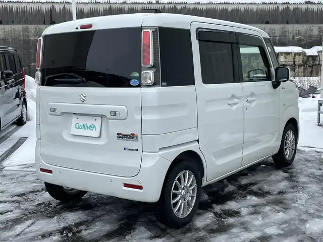 スズキ スペーシア HYBRID G 山形県 2019(令1)年 4.6万km ピュアホワイトP ワンオーナー/禁煙車/スペアキー1本/4WD/運転席ヒートシーター/USB/パワーステアリング/パワーウインドウ/メーカー純正ナビ/ワンセグテレビ/メモリナビ/ETC/スズキセーフティーサポート/横滑り防止システム/レーンアシスト/純正フロアマット