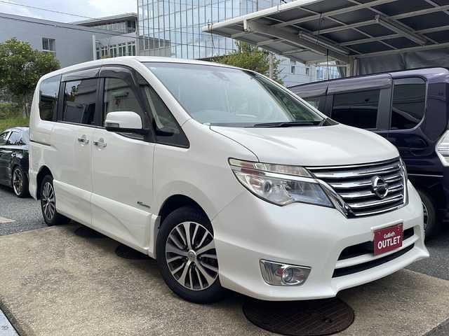 日産 セレナ ハイウェイスター Sハイブリッド 福岡県 2014(平26)年 9万km ブリリアントホワイトパール オートスライドドア/バックモニター/LED/エマブレ/後席フリップダウンモニター