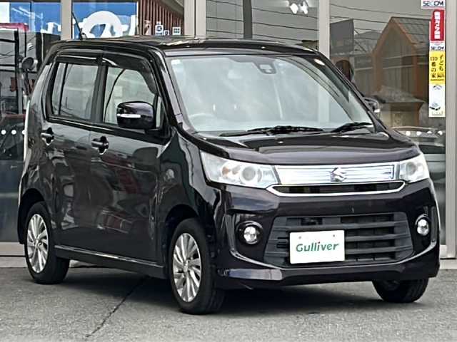 スズキ ワゴンＲ スティングレー X 岩手県 2015(平27)年 8万km ミステリアスバイオレットパール 4WD/ワンオーナー　/純正ナビ /バックカメラ　/サイドカメラ /ETC /スマートキー×2 /前席シートヒーター /衝突軽減装置　/アイドリングストップ /横滑り防止装置　/フォグランプ /ドアバイザー　/フロアマット /HDMI /USB/VIDEO/保証書 取説