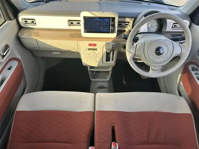 スズキ ラパン X 岡山県 2020(令2)年 8.4万km シフォンアイボリーM 登録時走行距離83532km/社外ナビ/（AM/FM/CD/DVD/BT）/衝突軽減ブレーキ/アイドリングストップ/レーンキープアシスト/D席シートヒーター/横滑り防止装置/オートライト/オートエアコン/ETC/プッシュスタート/スマートキー/純正14インチアルミホイール