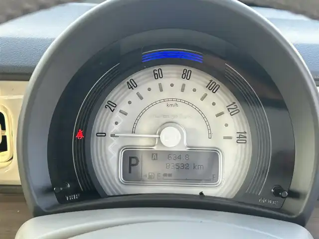 スズキ ラパン X 岡山県 2020(令2)年 8.4万km シフォンアイボリーM 登録時走行距離83532km/社外ナビ/（AM/FM/CD/DVD/BT）/衝突軽減ブレーキ/アイドリングストップ/レーンキープアシスト/D席シートヒーター/横滑り防止装置/オートライト/オートエアコン/ETC/プッシュスタート/スマートキー/純正14インチアルミホイール