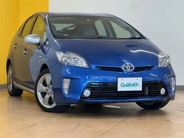トヨタ プリウス S ツーリングセレ マイコーデ 群馬県 2014(平26)年 5.2万km コバルトブルーメタリック ワンオーナー/純正SDナビ/　　フルセグ/　　CD/DVD/MSV/BT/バックカメラ/LEDオートライト/ハーフレザーシート/純正17インチAW/ステアリングスイッチ/横滑り防止機能/サイド・カーテンエアバッグ/スマートキー/ビルトインETC