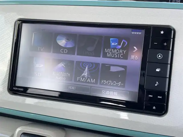 ダイハツ ムーヴ キャンバス G メイクアップ リミテッド　SAⅢ 佐賀県 2019(平31)年 5.2万km パールホワイトⅢ/ファインミントメタリック 2トーン 純正SDナビゲーション/・フルセグTV/CD/DVD/SD/USB/Bluetooth/パノラマモニター/前方ドライブレコーダー/両側パワースライドドア/TVキャンセラー/D席シートヒーター/ISOFIX対応/ステアリングリモコン/フロントデアイサ機能/純正LEDヘッドライト/・オートマチックハイビーム/純正LEDフォグランプ/純正フロアマット/純正ドアバイザ―/新車保証書/取扱説明書/衝突軽減ブレーキ/横滑り防止装置/アイドリングストップ