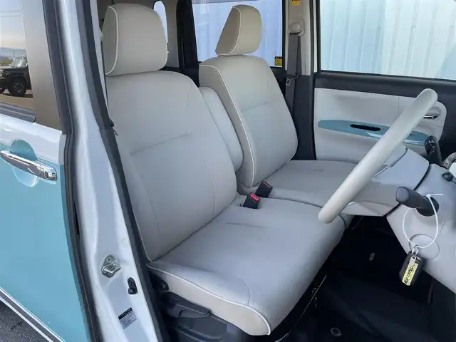 ダイハツ ムーヴ キャンバス G メイクアップ リミテッド　SAⅢ 佐賀県 2019(平31)年 5.2万km パールホワイトⅢ/ファインミントメタリック 2トーン 純正SDナビゲーション/・フルセグTV/CD/DVD/SD/USB/Bluetooth/パノラマモニター/前方ドライブレコーダー/両側パワースライドドア/TVキャンセラー/D席シートヒーター/ISOFIX対応/ステアリングリモコン/フロントデアイサ機能/純正LEDヘッドライト/・オートマチックハイビーム/純正LEDフォグランプ/純正フロアマット/純正ドアバイザ―/新車保証書/取扱説明書/衝突軽減ブレーキ/横滑り防止装置/アイドリングストップ