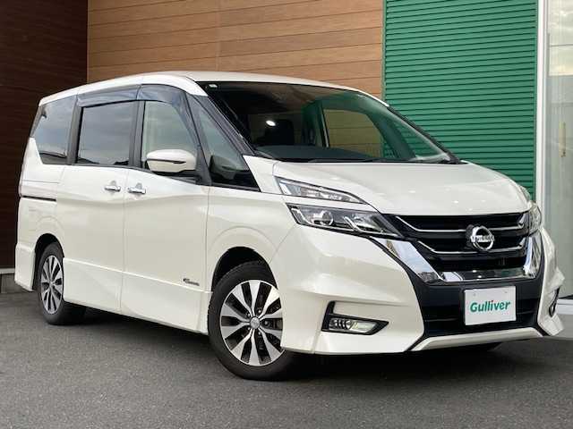 日産 セレナ ハイウェイスター Vセレクション 静岡県 2018(平30)年 4.7万km ブリリアントホワイトパール ワンオーナー/ETC/バックカメラ/クルーズコントロール/フルセグTV/純正SDナビ（CD/Bluetooth機能あり）/純正フロアマット/純正アルミホイール/プッシュスタート/スマートキー/両側パワースライドドア/アイドリングストップ/ウィンカーミラー/ドアバイザー/横滑り防止機能
