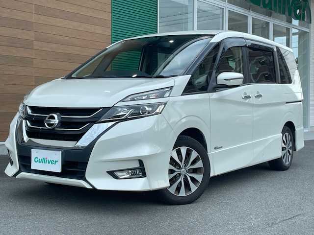 日産 セレナ ハイウェイスター Vセレクション 静岡県 2018(平30)年 4.7万km ブリリアントホワイトパール ワンオーナー/ETC/バックカメラ/クルーズコントロール/フルセグTV/純正SDナビ（CD/Bluetooth機能あり）/純正フロアマット/純正アルミホイール/プッシュスタート/スマートキー/両側パワースライドドア/アイドリングストップ/ウィンカーミラー/ドアバイザー/横滑り防止機能