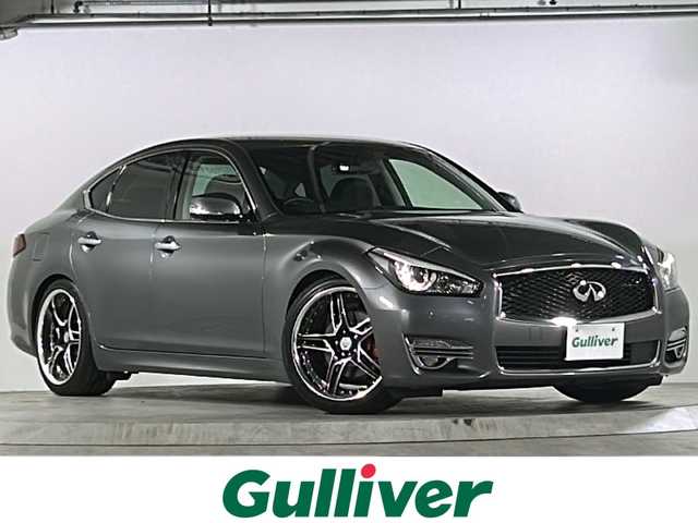 日産 フーガ 370GT 広島県 2015(平27)年 9.9万km ダークメタルグレー 衝突被害軽減ブレーキ/レーンキープアシスト/後側方衝突防止支援システム/ハーフレザーシート/パワーシート/純正HDDナビ/　(AM/FM/CD/DVD/TV/HDD/Bluetooth)/フルセグTV/バックカメラ/レーダークルーズコントロール/ステアリングスイッチ/革巻きステアリング/LEDライト/オートライト/スマートキー/スペアキー/プッシュスタート/社外アルミホイール20インチ/電格ミラー/純正フロアマット/車高調