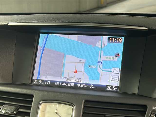 日産 フーガ 370GT 広島県 2015(平27)年 9.9万km ダークメタルグレー 衝突被害軽減ブレーキ/レーンキープアシスト/後側方衝突防止支援システム/ハーフレザーシート/パワーシート/純正HDDナビ/　(AM/FM/CD/DVD/TV/HDD/Bluetooth)/フルセグTV/バックカメラ/レーダークルーズコントロール/ステアリングスイッチ/革巻きステアリング/LEDライト/オートライト/スマートキー/スペアキー/プッシュスタート/社外アルミホイール20インチ/電格ミラー/純正フロアマット/車高調