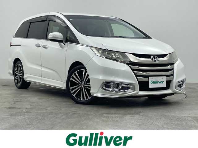 ホンダ オデッセイ アブソルート EX 群馬県 2014(平26)年 8.4万km ホワイトオーキッドパール 社外９型ナビ　後席１０．１型モニター　Ｂカメラ　衝突軽減　クルーズコントロール　ＢＳＭ　パドルシフト　両側パワスラ　ビルトインＥＴＣ　ＨＩＤ　Ｐスタート　スマートキー　スペアキー　純正アルミ　禁煙車