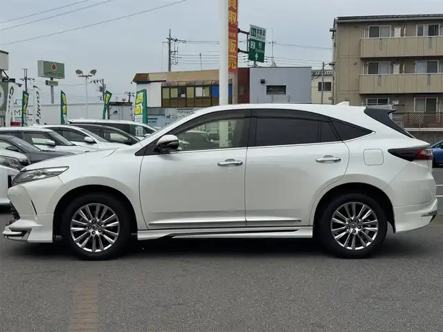 トヨタ ハリアー プログレス 千葉県 2018(平30)年 4.1万km ホワイトパールクリスタルシャイン ワンオーナー/モデリスタエアロ/衝突被害軽減ブレーキ/アダプティブクルーズコントロール/LEDヘッドライト/オートハイビーム/前後コーナーセンサー/カーテンエアバッグ/純正9.2インチSDナビ/Bluetooth/バック＆全方位カメラ/フルセグTV/AM＆FMラジオ/ETC2.0/前後純正ドライブレコーダー/純正フロアマット/ハーフレザーシート/D席パワーシート/純正18インチアルミホイール/プッシュスタート/スマートキー/スペアキー/取扱説明書＆保証書/令和7年記録簿