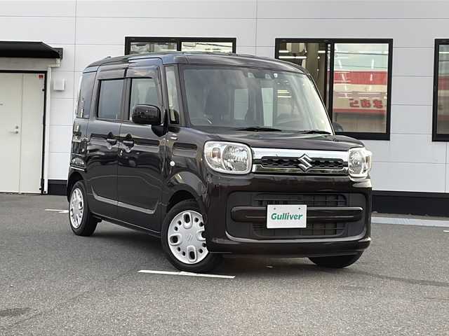 スズキ スペーシア HYBRID X 山口県 2021(令3)年 4万km アーバンブラウンパールメタリック 社外ナビ【KENWOOD：MDV-S708W】/・フルセグテレビ/・Bluetooth機能/・AM/FMラジオ/・CD・DVD再生/・iPod接続/・USB入力端子/・マルチAVブラウザ/・内蔵メモリ/・SAMRTUSEN/・SD再生/両側パワースライドドア/フルフラット/スマートキー/プッシュスタート/運転席シートヒーター/デュアルカメラブレーキサポート/コーナーセンサー/横滑り防止装置/車線逸脱警報機能/セーフティサポート/アイドリングストップ