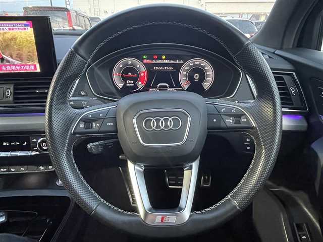 アウディ Ｑ５ 40TDIクワトロ Sライン 広島県 2021(令3)年 4.2万km ミトスブラックメタリック サンルーフ/バーチャルコックピット/ワンオーナー/純正ナビ/フルセグテレビ/Bluetooth/アイドリングストップ/ウィンカーミラー/クルーズコントロール（追従有り）/プッシュスタート/パワーバックドア/ETC2.0/オートライト/シートヒーター/純正前後ドラレコ/パワーシート（D/N席）