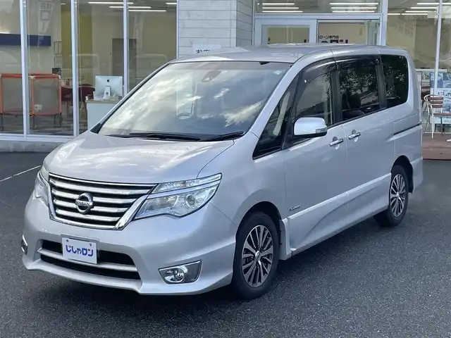 日産 セレナ HWS S HV Vセレ +Sefty 山梨県 2016(平28)年 9.6万km ブリリアントシルバー (株)IDOMが運営する【じしゃロン甲府店】の自社ローン専用車両になります。/こちらは現金またはオートローンご利用時の価格です。自社ローンご希望の方は別途その旨お申付け下さい/衝突被害軽減/スマートキー２個/クルーズコントロール/両側パワースライドドア/純正ナビ・フルセグＴＶ/ＣＤ・ＤＶＤ・ＢＴオーディオ/バックカメラ/ＥＴＣ/LEDオートライト/ステアリングリモコン/取説書