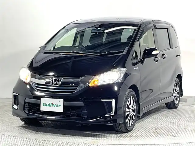 ホンダ フリード ハイブリット ジャストセレクション 大阪府 2014(平26)年 4.3万km プレミアムスパークルブラックパール 純正ナビ(フルセグ/DVD再生/Bluetooth) バックカメラ ETC クルコン 両側パワースライドドア オートライト アイドリングストップ ハーフレザー ドラレコ HIDヘッドライト 禁煙車