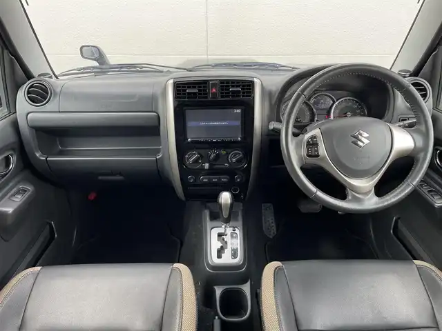 スズキ ジムニー ランドベンチャー 茨城県 2014(平26)年 9.5万km ブルーイッシュブラックパール3 ４WD/背面タイヤ/AW純正/社外ナビ/ワンセグテレビ/ハロゲンヘッドライト/リモコンキー/スペアキー/シートヒーター/ミラーヒーター/ハーフレザーシート/パワステ/パワーウィンドウ/ABS/ETC
