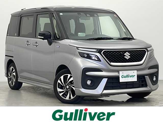 スズキ ソリオ バンディット HV MV 宮城県 2020(令2)年 1.3万km プレミアムシルバーメタリック/ブラック2トーンルーフ ハイブリッド車/純正ナビ/CD/USB/BT/AM/FM/SD/フルセグTV/アラウンドビューモニター/バックカメラ/レーンキープアシスト/レーダークルーズコントロール/横滑り防止システム/ヘッドアップディスプレイ/衝突軽減ブレーキ/TRC/片側パワースライドドア/D/N席シートヒーター/オートライト/LEDライト/革巻きステアリング/ステアリングスイッチ/電動格納ミラー/ダブル＆サイド＆カーテンエアバック/プッシュスタート/スマートキー