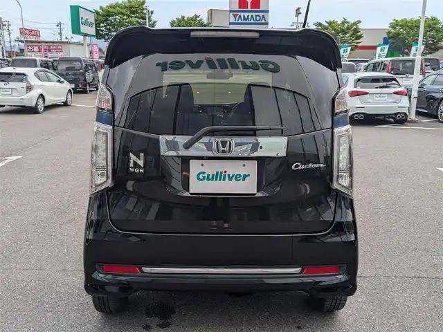 ホンダ Ｎ ＷＧＮ カスタム G SSパッケージ 福井県 2017(平29)年 8.7万km クリスタルブラックパール ワンオーナー車/純正14インチAW/４WD/前方ドライブレコーダー/クルーズコントロール/バックカメラ/衝突被害軽減システム/シートヒーター/Fフォグ/ホンダ純正メモリナビ（CD/DVD/BT/USB/AUX/iPod）/フルセグテレビ/横滑り防止装置/盗難防止装置/電格ミラー/ETC/アイドリングストップ/ダブル＋サイドエアバッグ/カーテンエアバッグ/純正フロアマット/スマートキー