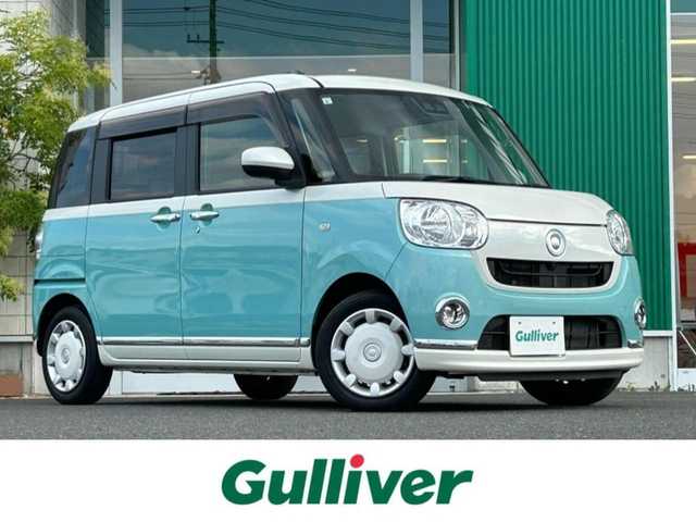 ダイハツ ムーヴ キャンバス X メイクアップ リミテッド SAⅢ 岡山県 2021(令3)年 2.8万km パールホワイトⅢ/ファインミントメタリック 2トーン ワンオーナー/純正ナビ　NMZK-W71D/フルセグTV、CD、DVD、Bluetooth、AM、FM/ETC/前方ドライブレコーダー/全方位カメラ/純正フロアマット/オートライトハイビーム/プリクラッシュ/USBチャージャー/スマートキー/プッシュスタート/スマートアシスト