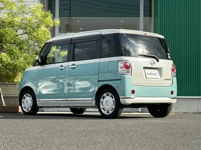 ダイハツ ムーヴ キャンバス X メイクアップ リミテッド SAⅢ 岡山県 2021(令3)年 2.8万km パールホワイトⅢ/ファインミントメタリック 2トーン ワンオーナー/純正ナビ　NMZK-W71D/フルセグTV、CD、DVD、Bluetooth、AM、FM/ETC/前方ドライブレコーダー/全方位カメラ/純正フロアマット/オートライトハイビーム/プリクラッシュ/USBチャージャー/スマートキー/プッシュスタート/スマートアシスト