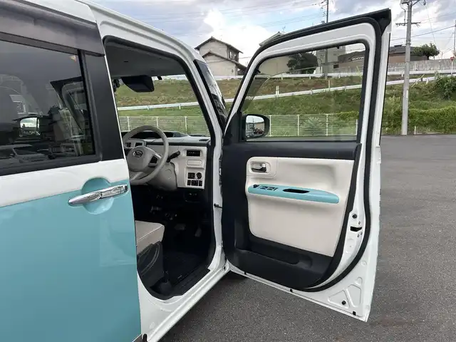 ダイハツ ムーヴ キャンバス X メイクアップ リミテッド SAⅢ 岡山県 2021(令3)年 2.8万km パールホワイトⅢ/ファインミントメタリック 2トーン ワンオーナー/純正ナビ　NMZK-W71D/フルセグTV、CD、DVD、Bluetooth、AM、FM/ETC/前方ドライブレコーダー/全方位カメラ/純正フロアマット/オートライトハイビーム/プリクラッシュ/USBチャージャー/スマートキー/プッシュスタート/スマートアシスト
