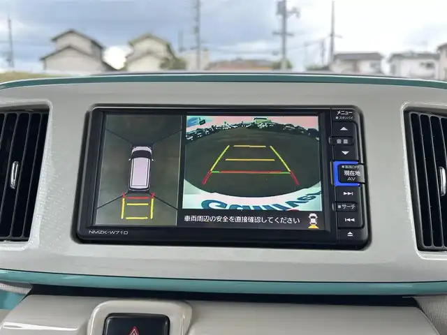 ダイハツ ムーヴ キャンバス X メイクアップ リミテッド SAⅢ 岡山県 2021(令3)年 2.8万km パールホワイトⅢ/ファインミントメタリック 2トーン ワンオーナー/純正ナビ　NMZK-W71D/フルセグTV、CD、DVD、Bluetooth、AM、FM/ETC/前方ドライブレコーダー/全方位カメラ/純正フロアマット/オートライトハイビーム/プリクラッシュ/USBチャージャー/スマートキー/プッシュスタート/スマートアシスト