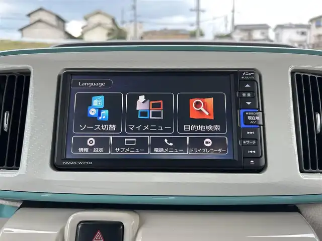 ダイハツ ムーヴ キャンバス X メイクアップ リミテッド SAⅢ 岡山県 2021(令3)年 2.8万km パールホワイトⅢ/ファインミントメタリック 2トーン ワンオーナー/純正ナビ　NMZK-W71D/フルセグTV、CD、DVD、Bluetooth、AM、FM/ETC/前方ドライブレコーダー/全方位カメラ/純正フロアマット/オートライトハイビーム/プリクラッシュ/USBチャージャー/スマートキー/プッシュスタート/スマートアシスト