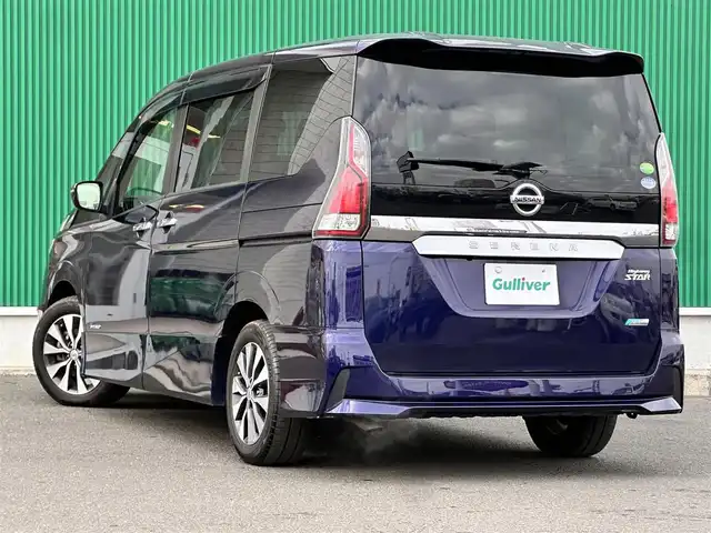 日産 セレナ ハイウェイスター Vセレクション 宮城県 2017(平29)年 6.1万km アズライトブルー エマージェンシーブレーキ/車線逸脱警報/純正フリップダウンモニター/純正ナビ（MM317D-W）/・CD/DVD/・Bluetooth/・フルセグTV/バックカメラ/ETC/両側電動スライドドア/革巻きステアリング/クルーズコントロール/LEDヘッドランプ/フォグランプ/オートライト/スマートキー＆プッシュスタート/電動格納ミラー/純正16インチアルミホイール/純正フロアマット/純正ドアバイザー/Wエアバッグ