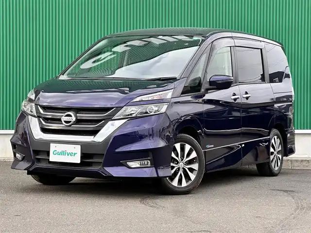 日産 セレナ ハイウェイスター Vセレクション 宮城県 2017(平29)年 6.1万km アズライトブルー エマージェンシーブレーキ/車線逸脱警報/純正フリップダウンモニター/純正ナビ（MM317D-W）/・CD/DVD/・Bluetooth/・フルセグTV/バックカメラ/ETC/両側電動スライドドア/革巻きステアリング/クルーズコントロール/LEDヘッドランプ/フォグランプ/オートライト/スマートキー＆プッシュスタート/電動格納ミラー/純正16インチアルミホイール/純正フロアマット/純正ドアバイザー/Wエアバッグ