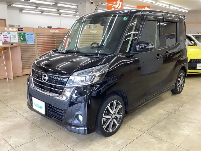 日産 デイズ ルークス ハイウェイスター Gターボ 栃木県 2018(平30)年 6.7万km ブラック  パナソニックナビ（CN-RA03D)/ フルセグテレビ/ アラウンドビューカメラ/ クルーズコントロール/ 衝突被害軽減ブレーキシステム/ 車線逸脱防止装置/ ドアバイザー/ プッシュスタート/ 両側パワースライドドア/ LEDヘッドライト/ フォグライト/ 純正フロアマット/ クリアランスソナー/ コーナーセンサー