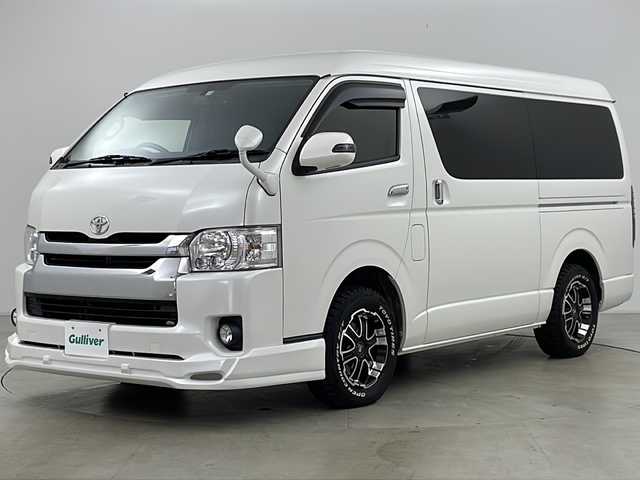 トヨタ ハイエース GL 道央・札幌 2015(平27)年 7.1万km ホワイトパールクリスタルシャイン ・4WD/・ワンオーナー/・社外ナビ/CD/DVD/SD/BT/フルセグ/・バックカメラ/・片側パワースライドドア/・社外フリップダウンモニター/・後席ベットキット/・ステアリングスイッチ/・社外ステアリングスイッチ/・社外エアロ/・社外フロアマット/・社外シートカバー/・100V/100W/・LEDヘッドライト/・LEDフォグランプ/・スマートキー/・スペアキー/・社外AWマッドタイヤ