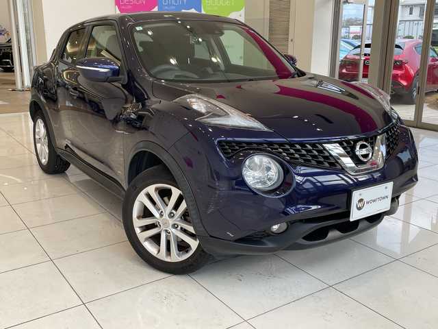 日産 ジューク 15RX Vセレクション 埼玉県 2016(平28)年 10万km アズライトブルー エマージェンシーブレーキ/純正ナビ/　　CD/BT/フルセグ/バックカメラ/純正17インチアルミホイール/ETC/スマートキー