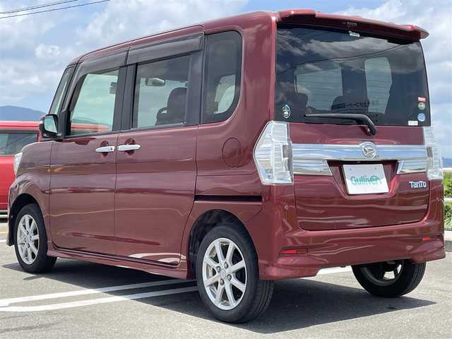 ダイハツ タント カスタム X SAⅡ 佐賀県 2015(平27)年 15.6万km ファイアークォーツレッドM 純正メモリーナビゲーション/・AM/FM/Bluetooth/CD/DVD/フルセグTV/・バックカメラ/片側パワースライドドア/後席サンシェード/前後ドライブレコーダー/LEDヘッドライト/プッシュスタート/スマートキー/革巻きステアリング/ETC/純正14インチアルミホイール/純正フロアマット/純正ドアバイザー/スペアキー1本/スマートアシスト/・衝突被害ブレーキ/・コーナーセンサー